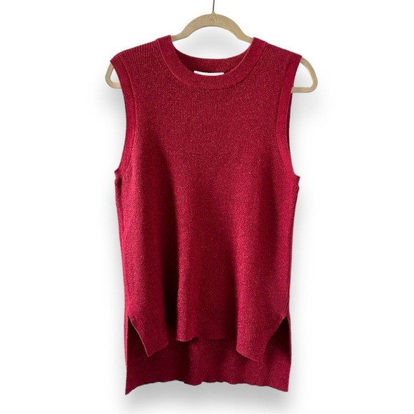 MICHAEL Michael Kors Red Metallic Knit Sleeveless Sweater Womens Size Medium NWT - Picture 4 of 17